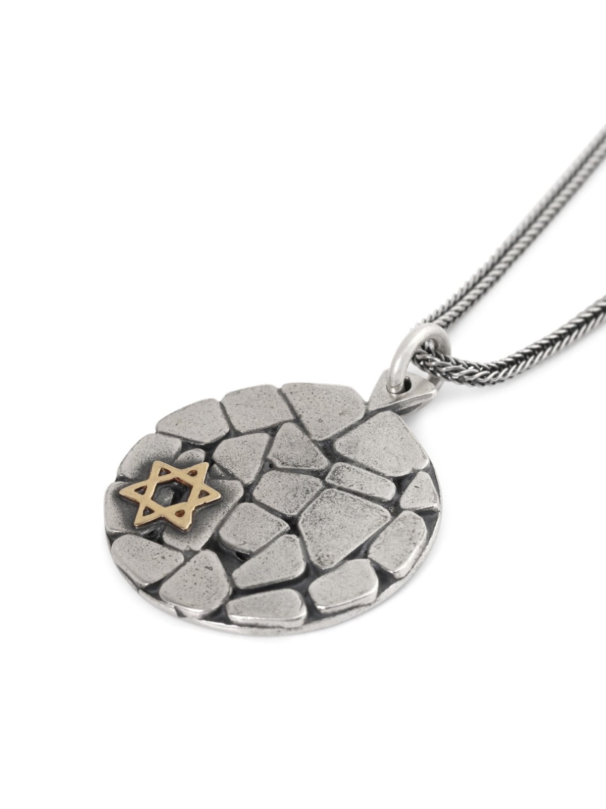 חומת ירושלים: שרשרת תליון דיסק מגן דוד מכסף וזהב